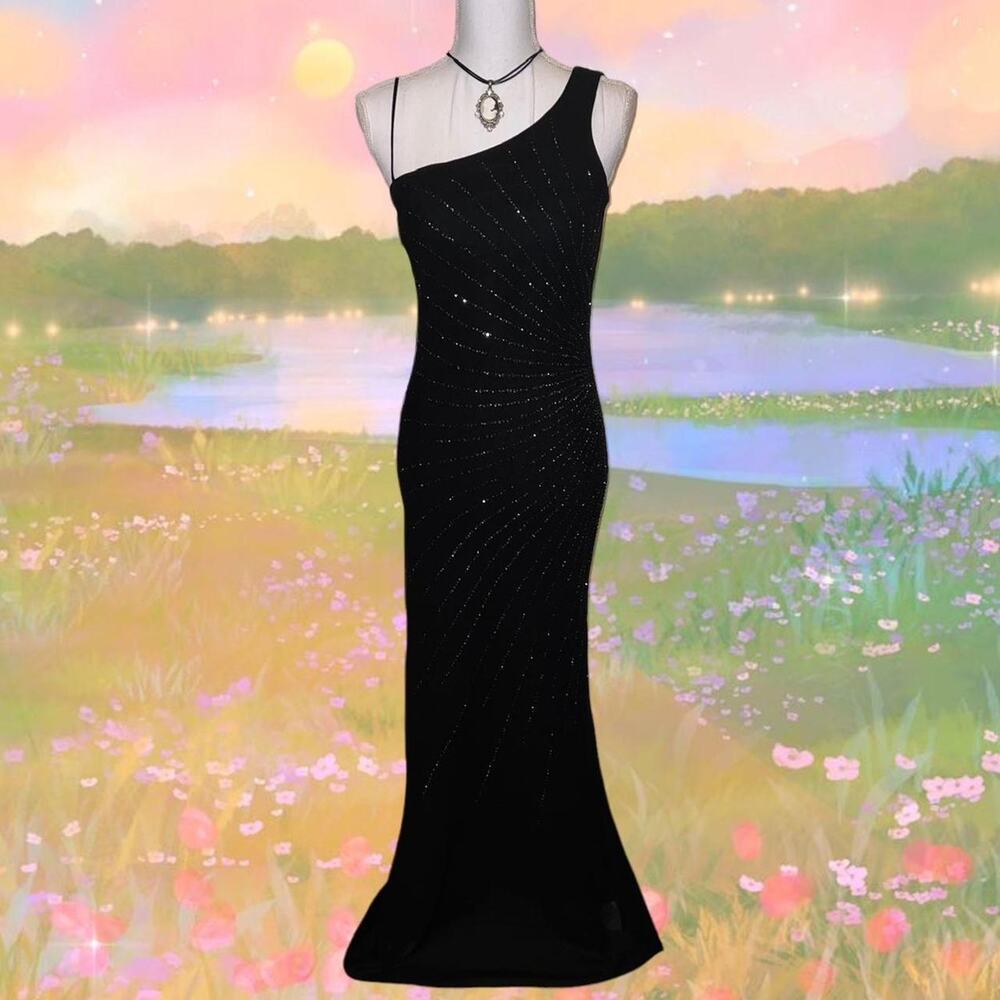 Fairy princess glittery one shoulder prom dress